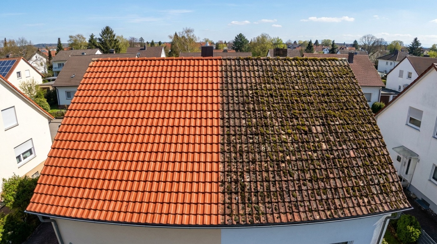Reinigung mit Schlauch am Objekt